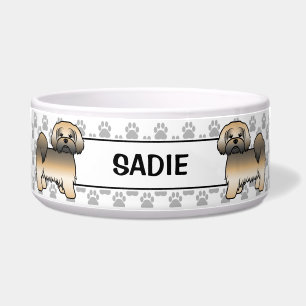 Écuelle Chien Lhasa Apso Sable Doré Avec Pattes & Nom