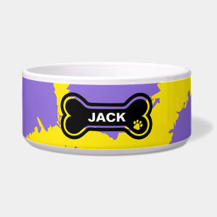 Écuelle Chien Personnalisé Jaune Clair et Violet