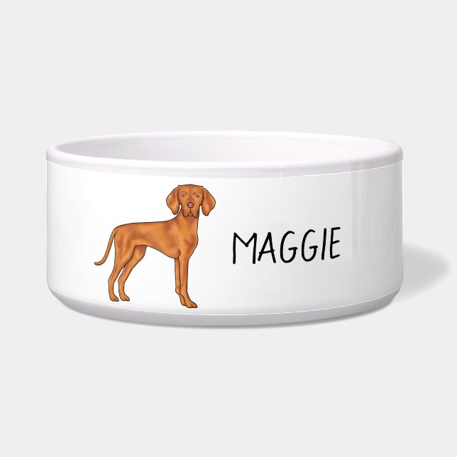 Écuelle Chien Pointer Magyar Vizsla Debout Et Nom (Devant)
