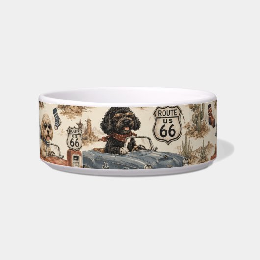 Écuelle Chien sur la route 66 rétro (Devant)