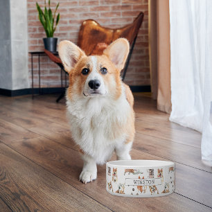 Écuelle Chiens Corgi Gallois de Pembroke Aquarelle   Monog