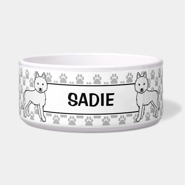 Écuelle Chiens de bande dessinée Husky sibérien blanc avec (Devant)