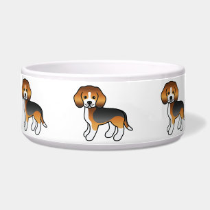 Écuelle Chiens de race Beagle dessin animé à robe tricolor