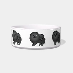 Écuelle Chiens Pomeranian Dessin Animé Mignons Noirs