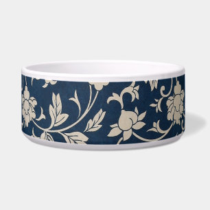 Écuelle Chinoiserie florale Vintage Blue Ceramic Pet Bowl