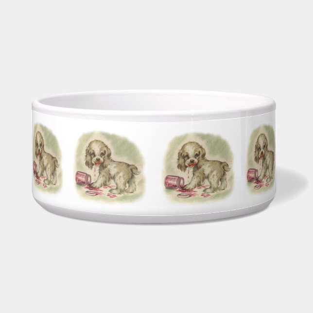 Écuelle Chiot d'art vintage à Jelly Jar (Devant)
