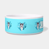 Écuelle Chiot huppé avec coeur bleu clair (Gauche)