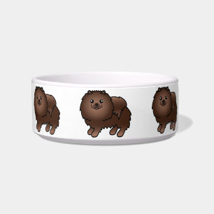 Écuelle Chiots de dessin animé mignons Pomeranian marron