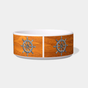 Écuelle Chrome style Nautical Wheel on Teak