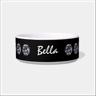 Écuelle Classé Diamant Noir Décoré Céramique Pet Bowl
