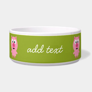 Écuelle Cochon de ferme en caricatures - rose et vert citr