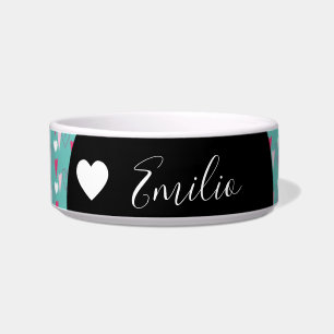 Écuelle Cœur de la Saint-Valentin Amour Teal Script Nom An