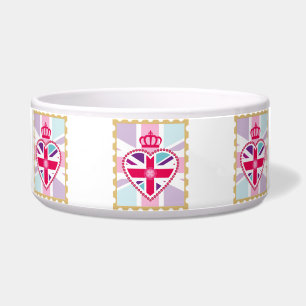 Écuelle Coeur d'Union Jack et timbre Girly étincelants de