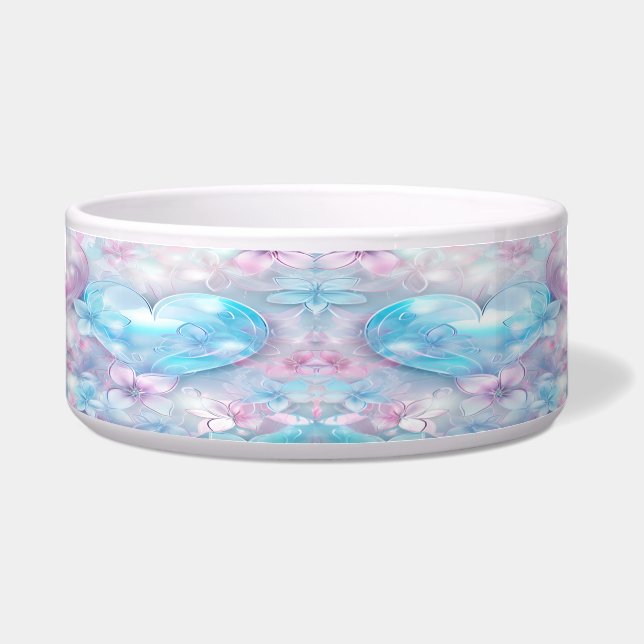 Écuelle Coeurs et fleurs d'Aqua rose en céramique Bowl pou (Devant)