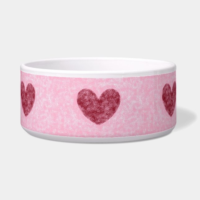 Écuelle Coeurs Rouge et rose Faux Fuzzy Design (Devant)