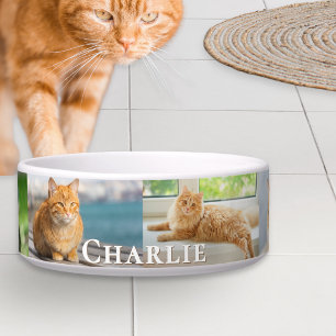 Écuelle Collage de photos de votre chat avec nom personnal