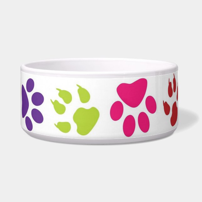 Écuelle Colorful Paw Prints on Dog Bowl (Droite)