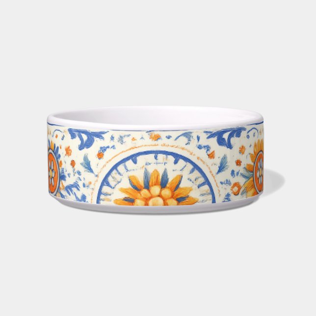 Écuelle Colorful Pet Bowl, Mediterranean Tile Inspired (Devant)