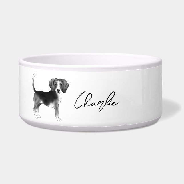 Écuelle Conception de chien Beagle en noir et blanc avec n (Devant)