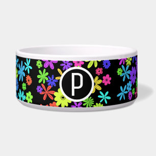 Écuelle Couleur Pop Cute Fleurs Monogramme céramique Pet B
