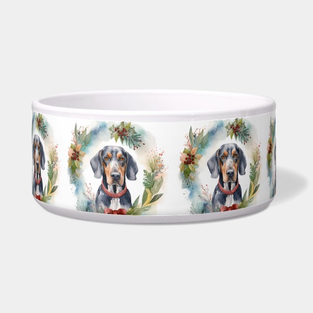 Écuelle Couronne de Noël Bluetick Coonhound Chien festif (Devant)