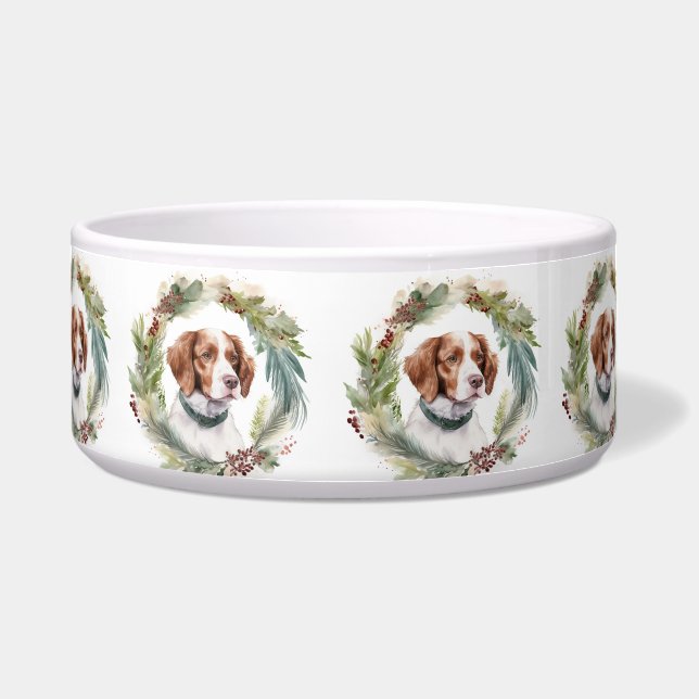 Écuelle Couronne de Noël Brittany Spaniel Chien de fête (Devant)