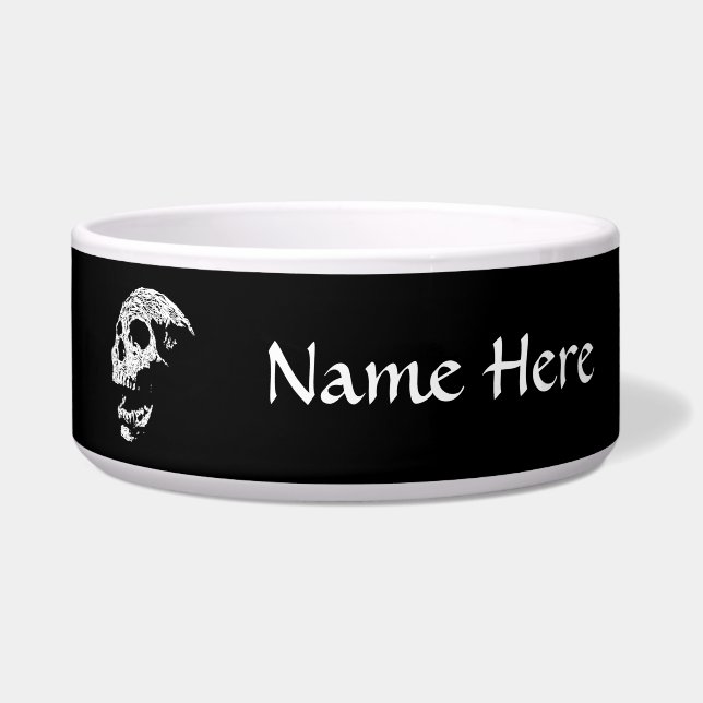 Écuelle Crâne dans le blanc sur le noir (Devant)