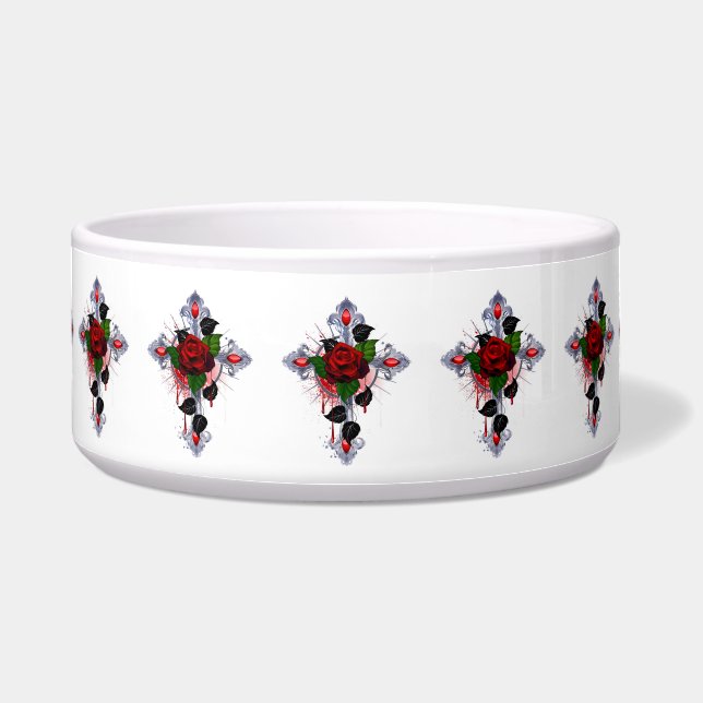 Écuelle Croix d'argent avec une rose rouge (Devant)