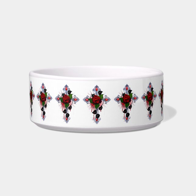 Écuelle Croix d'argent avec une rose rouge (Devant)