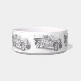 Écuelle croquis au crayon de camion de pompiers vintage de