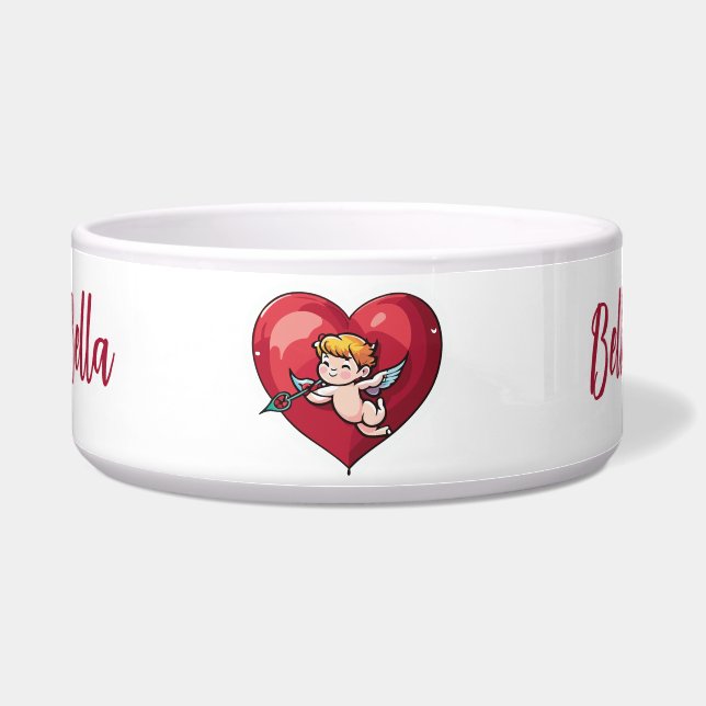 Écuelle Cupidon sur le coeur rouge (Devant)
