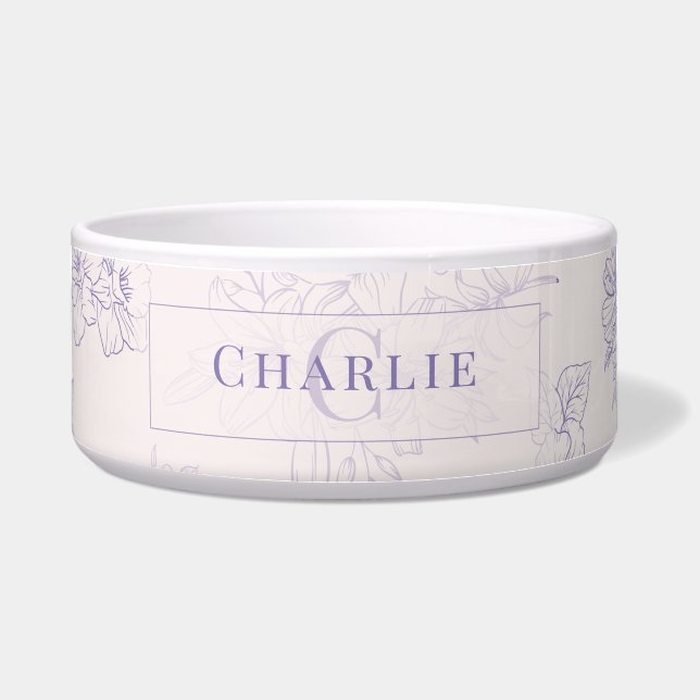 Écuelle Custom Botanical Monogram Personalized Dog Bowl (Devant)