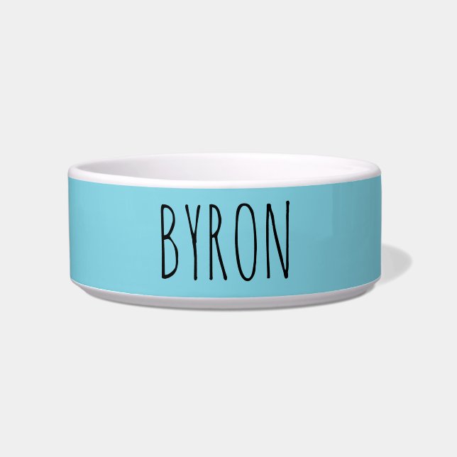 Écuelle Custom Name Dog Or Cat Sky Blue Ceramic (Devant)