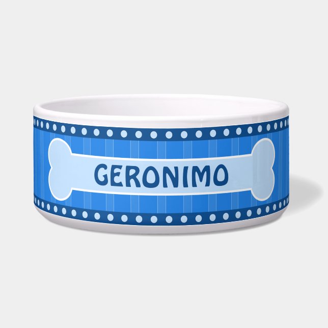 Écuelle Cute Blue Stripes Os et Patrouilles Grand Chien Bo (Devant)