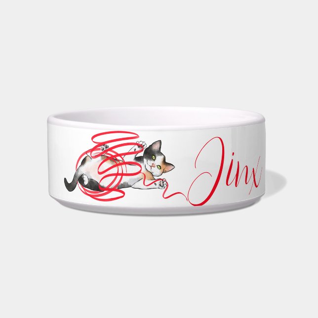 Écuelle Cute Cat Jouer avec un ruban (Devant)