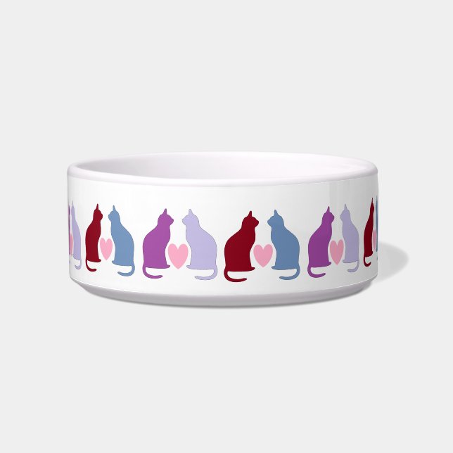 Écuelle Cute Chats et Coeurs Motif (Devant)