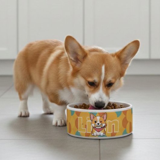 Écuelle Cute Corgi Dog Bowls, Funny Pattern Puppy 
