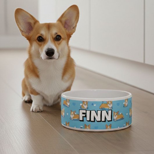 Écuelle Cute Corgi Dog Bowls | Personalized Puppy
