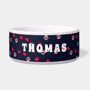 Écuelle Cute Love Coeurs et pattes Motif rose rouge