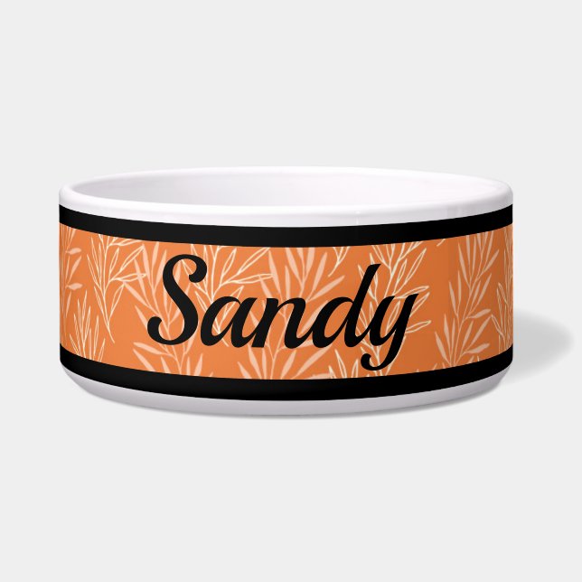 Écuelle Cute Orange Botanique Customisé Chien Bowl (Devant)