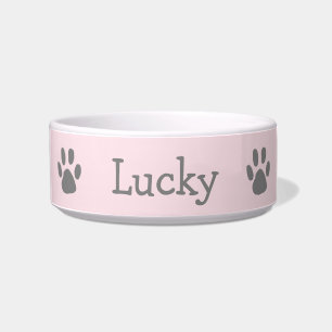 Écuelle Cute Pastel rose et gris Empreinte de patte animal