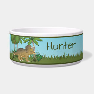 Écuelle Cute Triceratops Dinosaur Forêt Tropicale Et Nom