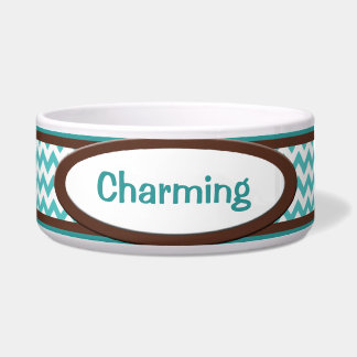 Écuelle Cuvette Brown et turquoise de chien personnalisée