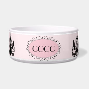 Écuelle Cuvette chic noire rose personnalisée d'animal