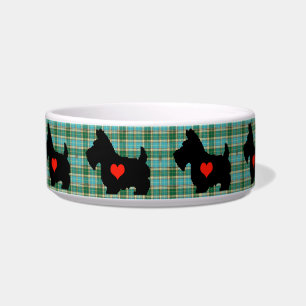 Écuelle Cuvette de chien de tartan de coeur de Scottie