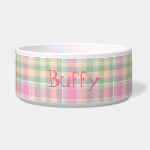 Écuelle Cuvette faite sur commande de chien de plaid rose