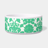 Cuvette florale verte de chien de damassé