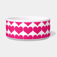 Cuvette mignonne rose de chien de motif de coeurs