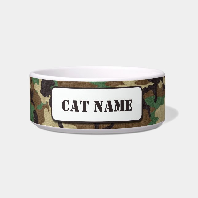 Écuelle Cuvette personnalisée de chat de camouflage de (Devant)