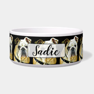 Écuelle Cuvette personnalisée de chien noir de bouledogue